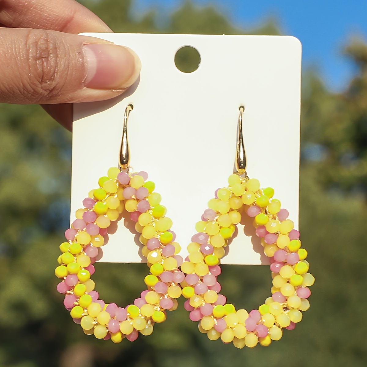 Boho Beaded Dangle Earrings with Stainless Steel Ear Needle